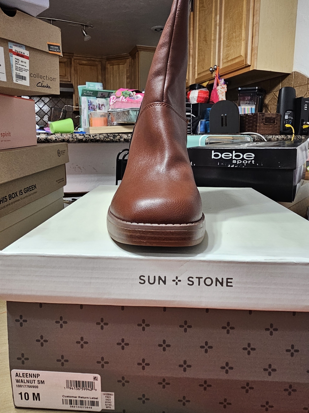 Sun + Stone Walnut Brown Women’s Leather Heeled Boot